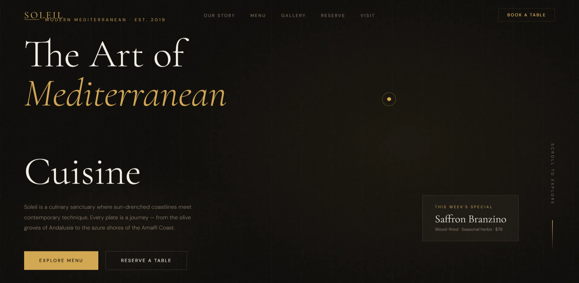 Soleil Restaurant website